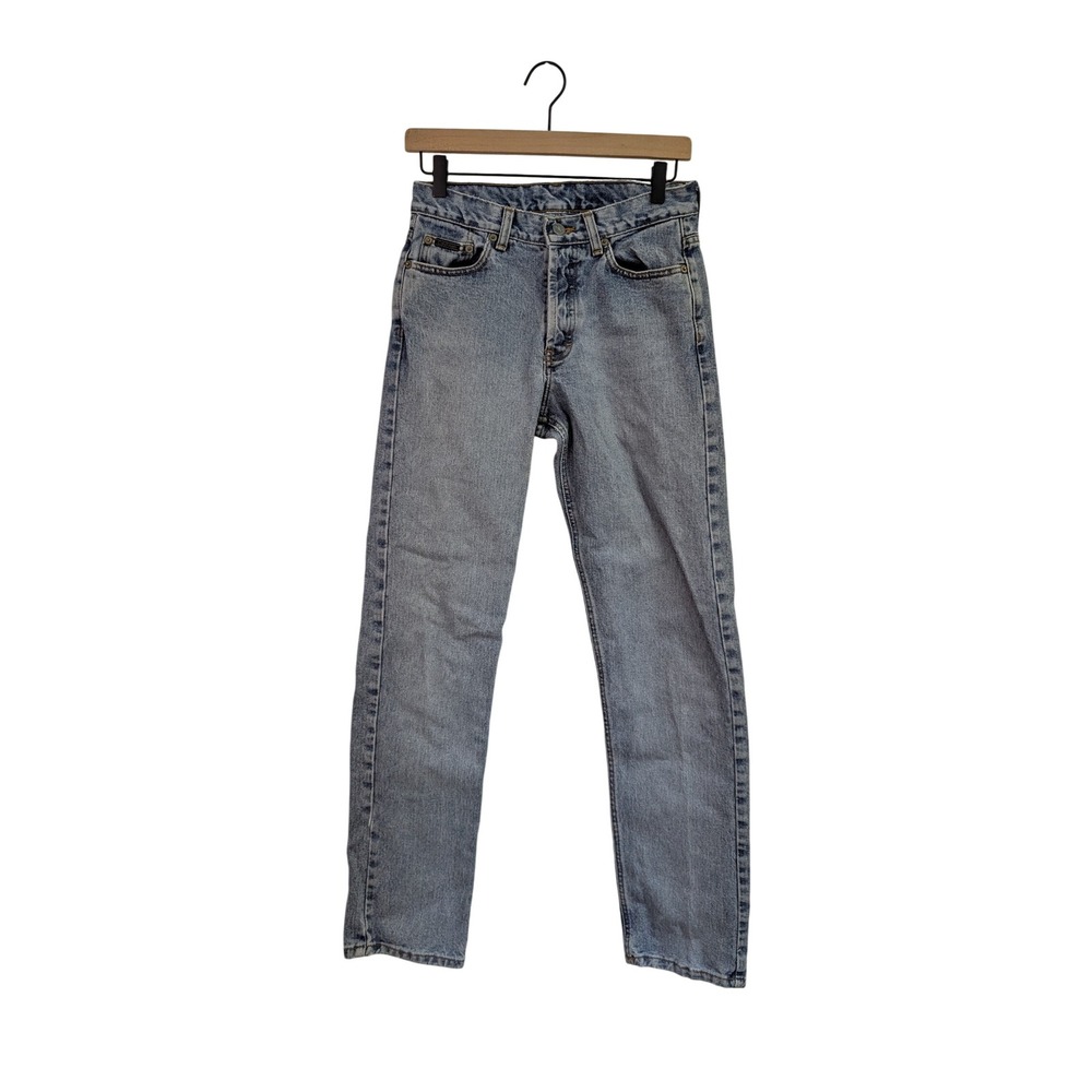 Vintage 80's Calvin Klein Low Rider Jeans Straight Leg Rigid Denim Sandblast 27